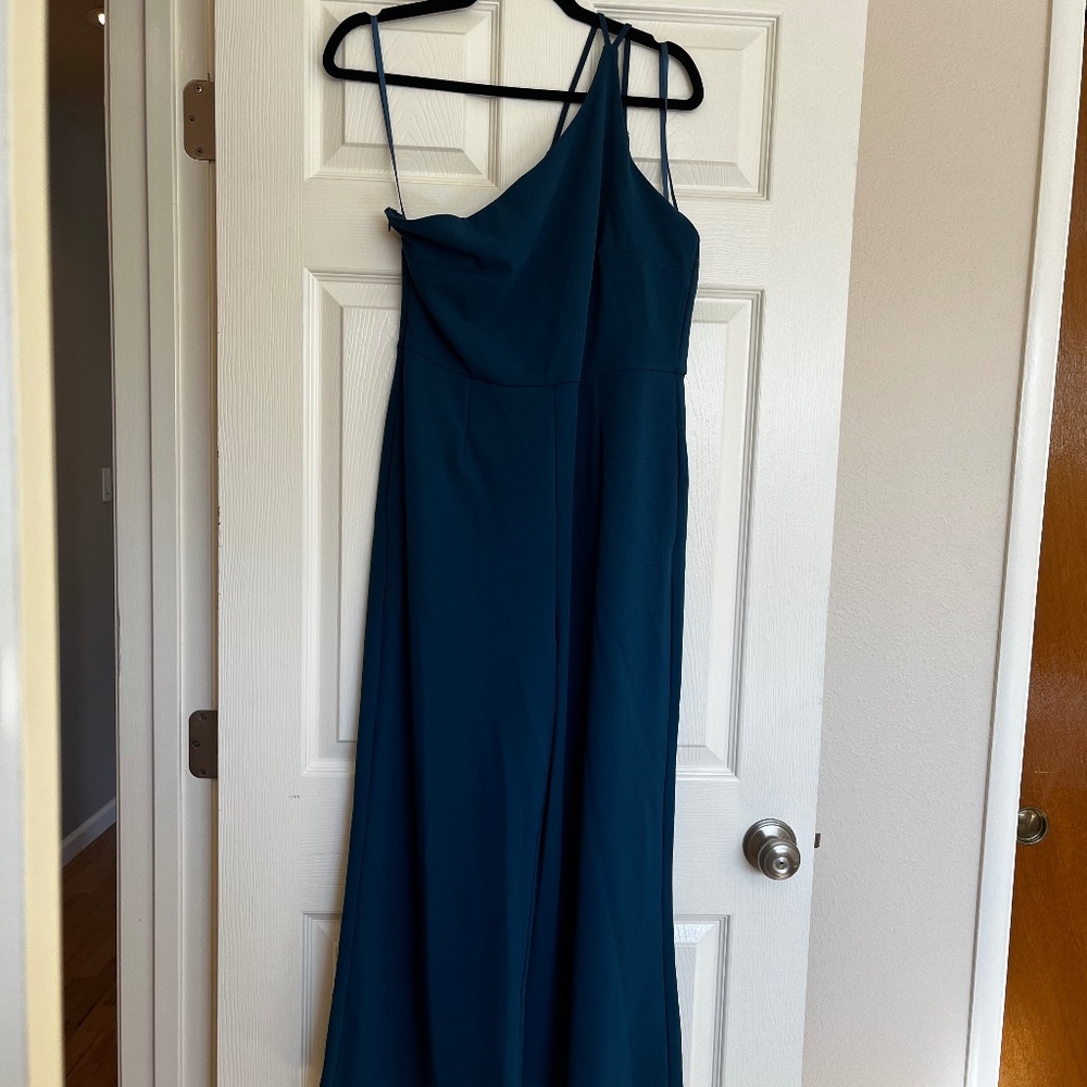one shoulder, ankle length jumpsuit, size large (12-14), tags on and never worn